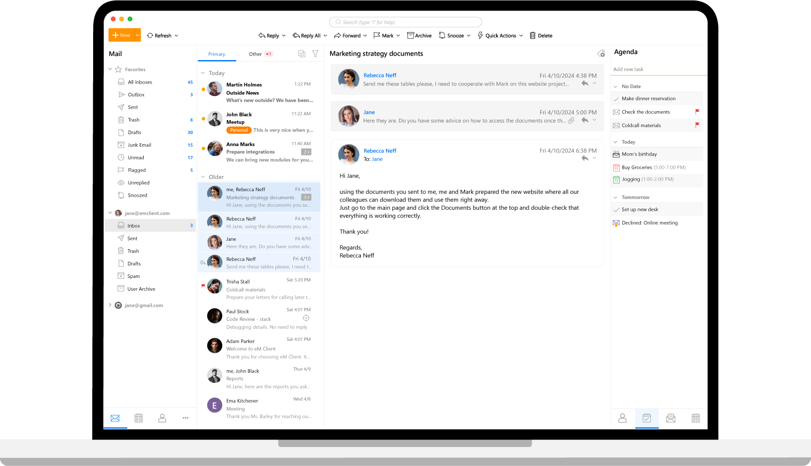 eM Client Mac 版界面預覽