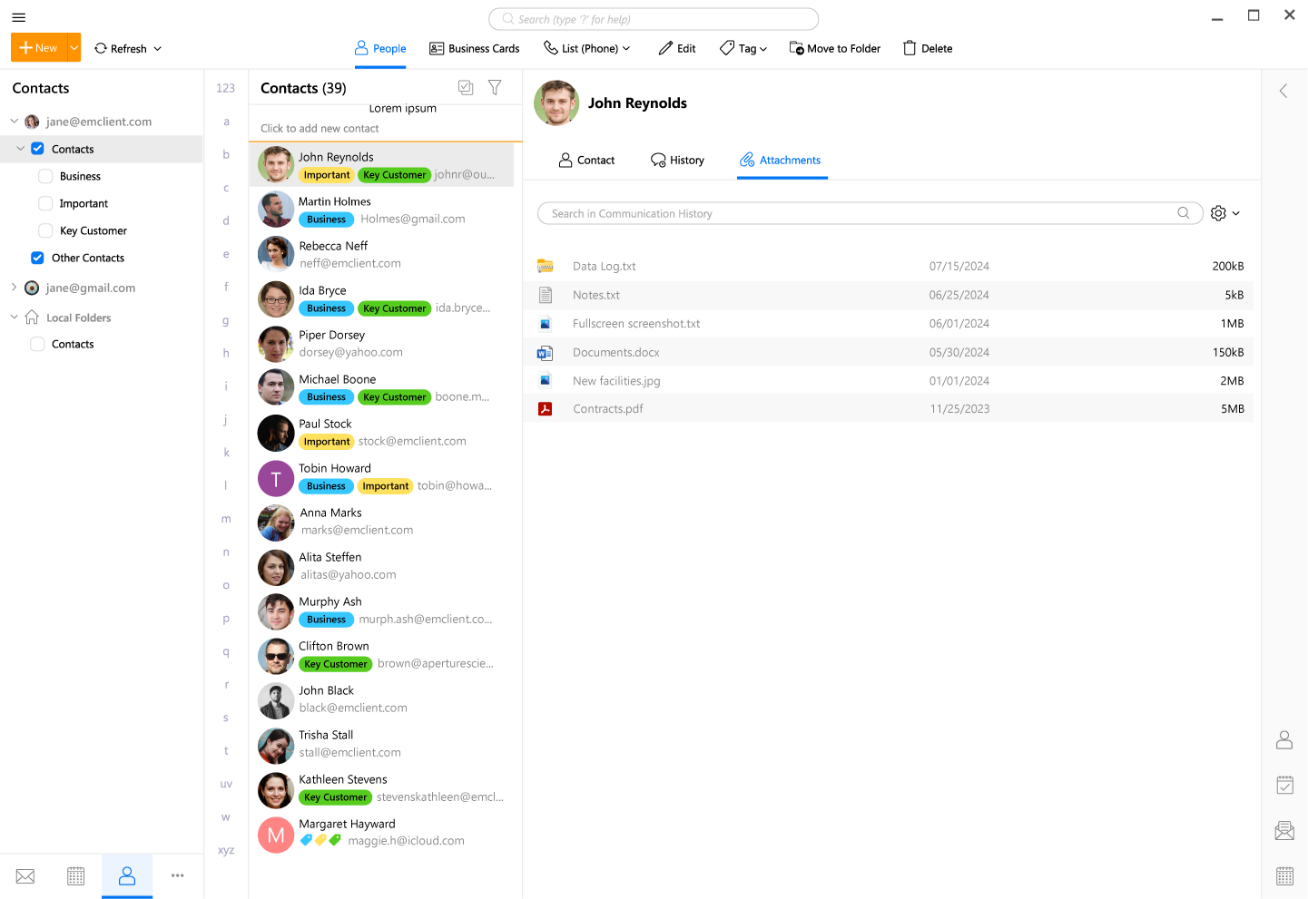 eM Client 聯絡人界面 3