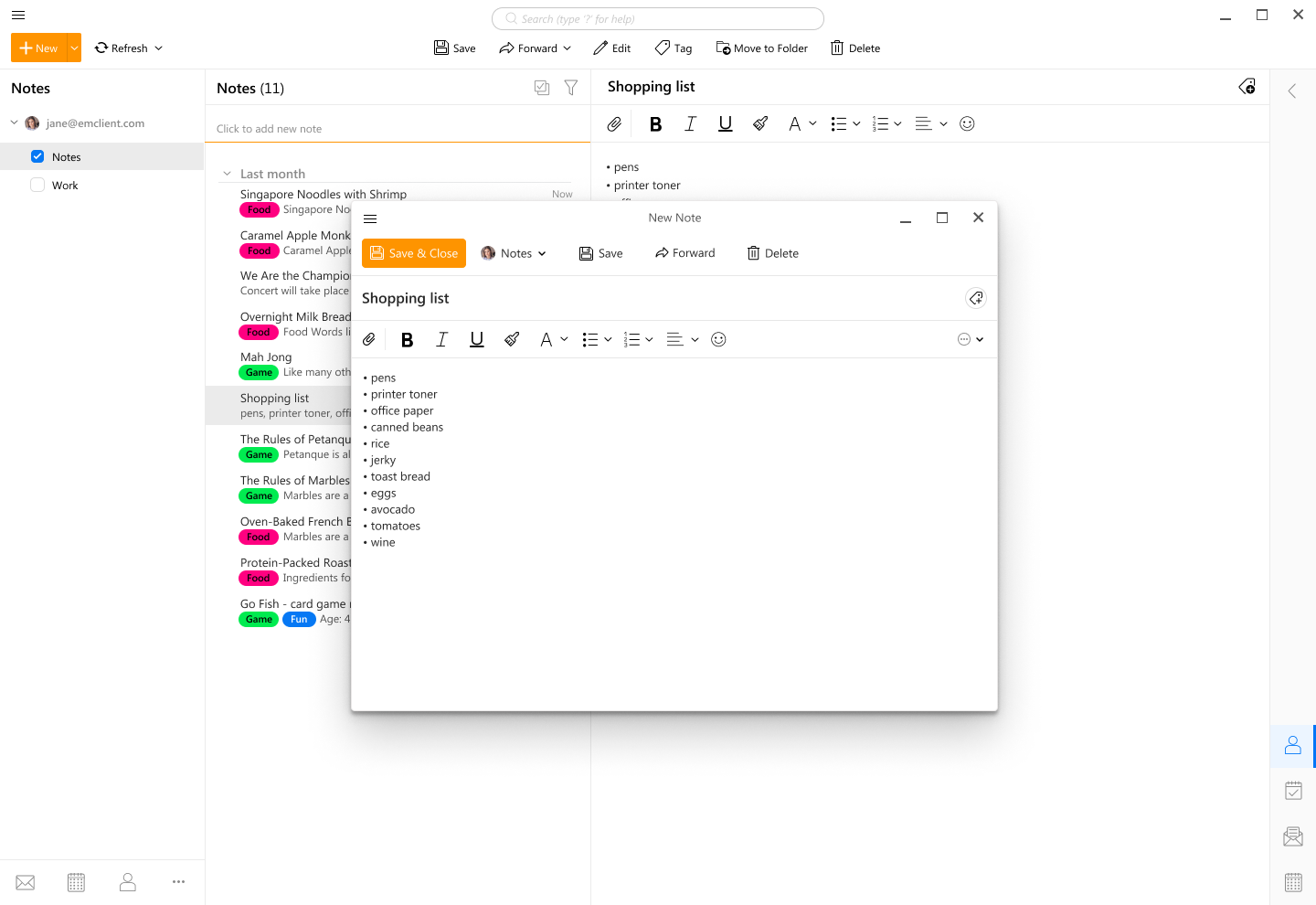 eM Client 筆記界面 2